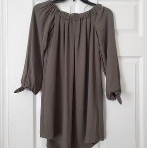 Olive green off-the-shoulder dress